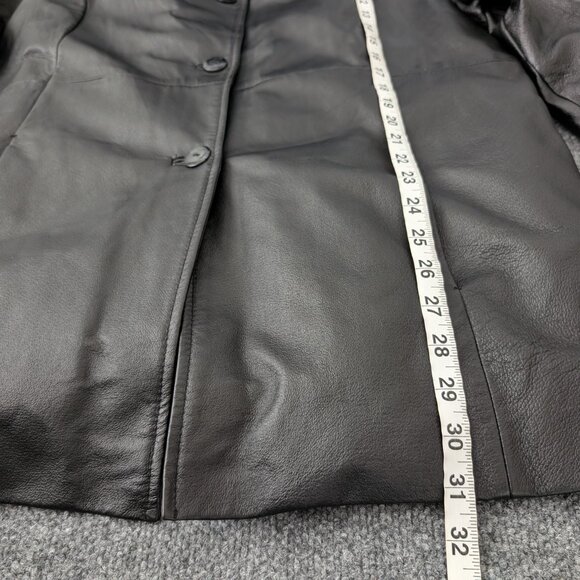 TERRY LEWIS Detachable Coat Women's L Black Leather Faux Fur 2 In 1 Pockets - Picture 16 of 16